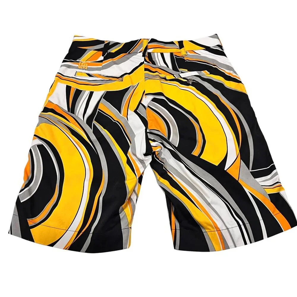 Loud Mouth Golf Swirls Gone Wild Shorts, Black Yellow, 32